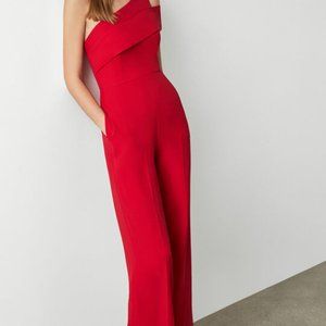 Burnt Red Wideleg Crepe Jumpsuit 